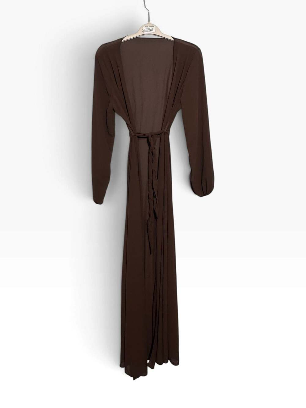 Matte Collection Duster Robe Brown Sheer Long Sleeve Belted Swim Cover Up M⁠